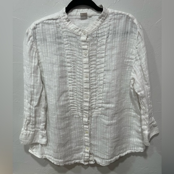 Jones New York 100% linen white top L - Picture 1 of 5